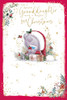 Bear with Gift For Granddaughter's First Christmas Card