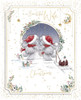 Bears Holding Paws With Sledge Beautiful Wife Luxury Handmade Boxed Christmas Card