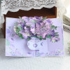Purple Hydrangea Rose Bouquet 3D Pop Up Greeting Card
