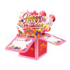 Pink Balloons Fireworks Peach Red 3D Pop Up Birthday Box Card
