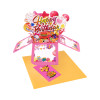 Pink Balloons Fireworks Peach Red 3D Pop Up Birthday Box Card Surprise Gift Box