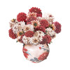 Crimson & Cream Dahlia Elegance 3D Pop Up Vase Greeting Card - Birthday Anniversary Mother's Valentine's Day