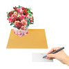 Blushing Blooms Rose Bouquet 3D Pop Up Vase Greeting Card - Birthday Anniversary Mother's Valentine's Day