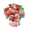 Blushing Blooms Rose Bouquet 3D Pop Up Vase Greeting Card - Birthday Anniversary Mother's Valentine's Day