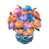 Colorful Grace Peony Bouquet in Blue Vase 3D Pop Up Greeting Card - Birthday Anniversary Mother's Valentine's Day