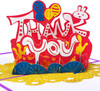 Gold Base Colorful Lettering “Thank You” 3D Pop Up Greeting Card