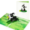 Ball and Grass Scene Boston Terrier Dog 3D Pop Up Greeting Card