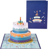 Blue Beautiful Round Cake Design 3D Pop Up Birthday Card