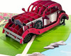 Vintage Red Car 3D Pop Up Greeting Card - Birthday Holiday Event