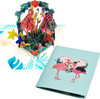 Flamingo Pair and Tropical Scene 3D Pop Up Greeting Card - Birthday Anniversary Wedding Valentine's Day 