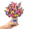 Hummingbird Haven Basket of Blooms 3D Pop Up Greeting Card - Mother's Day Birthday Wedding Anniversary 
