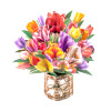 Petals of Joy Tulip Basket 3D Pop Up Greeting Card - Mother's Day Birthday Wedding Anniversary 