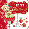Pack of 10 Festive Cute Teddy Bear Christmas Boxed Cards - Holiday Greeting Cards, 2 Designs with Envelopes