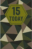 Camouflage Look Geometric Design 15th Birthday Card