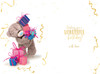 Bear Holding Lots Of Gifts 3D Photo Finish Keepsake Granddaughter Birthday Card