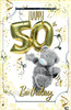 Bear With Balloons 3D Photo Finish Keepsake 50th Birthday Card 