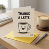 Coffee Cup With Latte Design Thank You Card