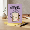 Thanks for the Emotional Admin Thank You Card