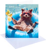 Racoon in Pool Design Dad Birthday Card