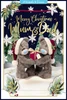 Bears Holding Gift Mum And Dad With Removable Lenticular Technology Keepsake Plaque Luxury 3D Christmas Card
