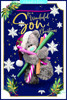 Bear With Wrapping Paper Wonderful Son 3D Christmas Keepsake Card