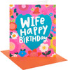 Flowers & Heart Design Wife Birthday Card