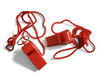 Pack of 15 Red Plastic Whistles with Lanyard Neck Cord