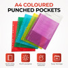 Pack of 250 A4 Red Clear Punched Pockets by Janrax