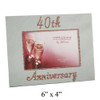 40th Anniversary Mirrored Glass Photo Frame Diamantes Surround - (FG378HN)