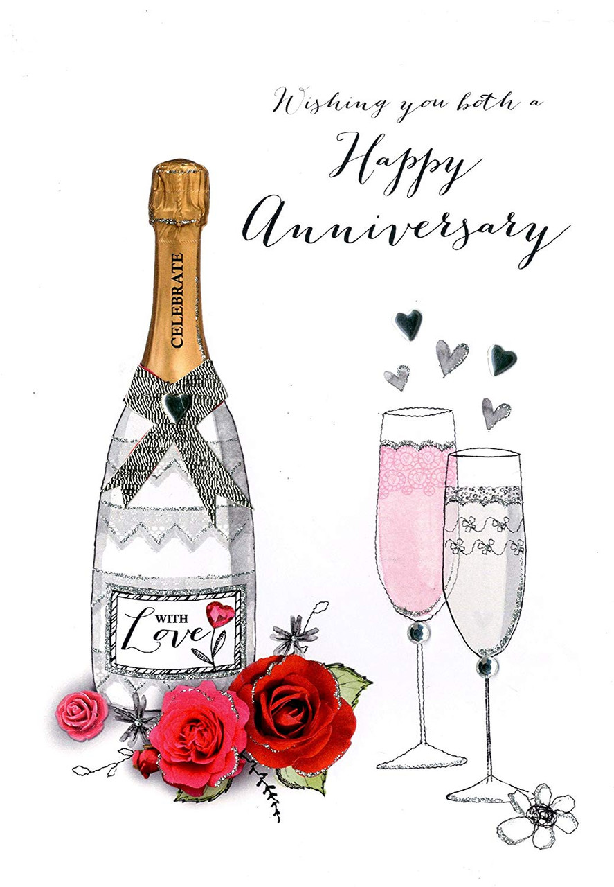 Hochzeitskarte Zum Jubiläum: 'Wishing A Very Happy Anniversary' – Elegante Piccadilly-Karte 22,9 X 15,2 Cm