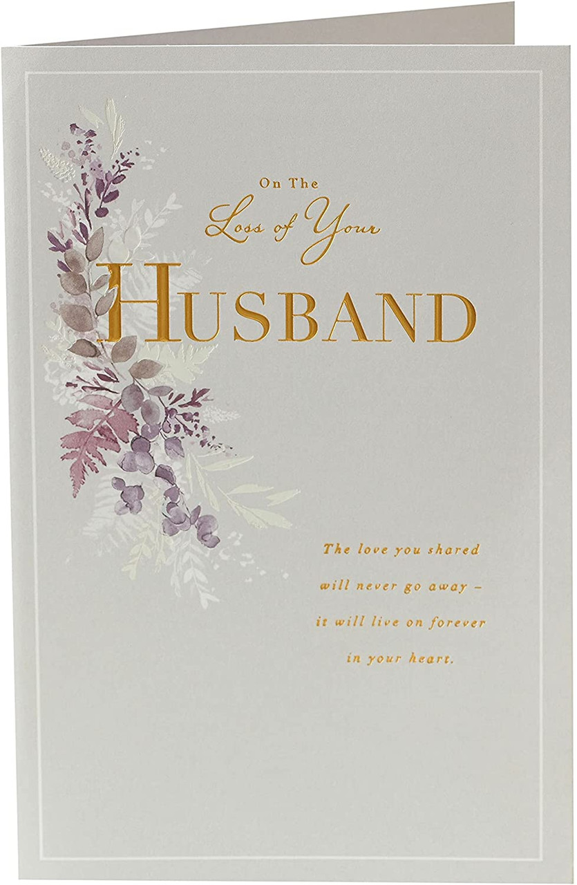 Sympathy Card For Loss Of Husband - A5 Folded Greeting Card With Envelope, White Design