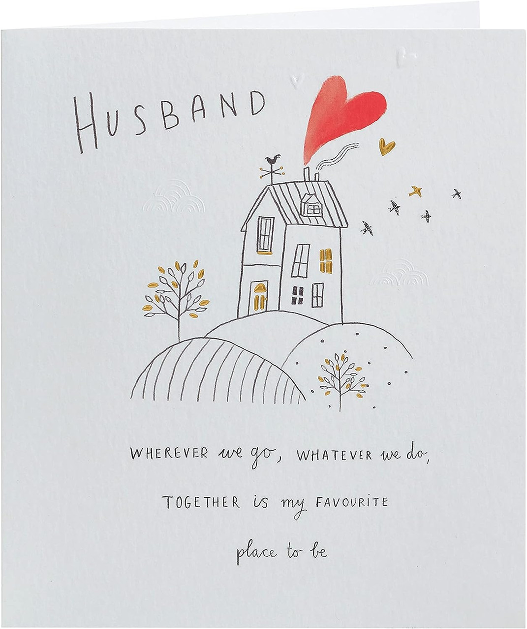 White Cotton Cards Jubiläumskarte „To My Wonderful Husband“ – Handgefertigt, Mit Strass, 16x16 Cm, Inkl. Umschlag