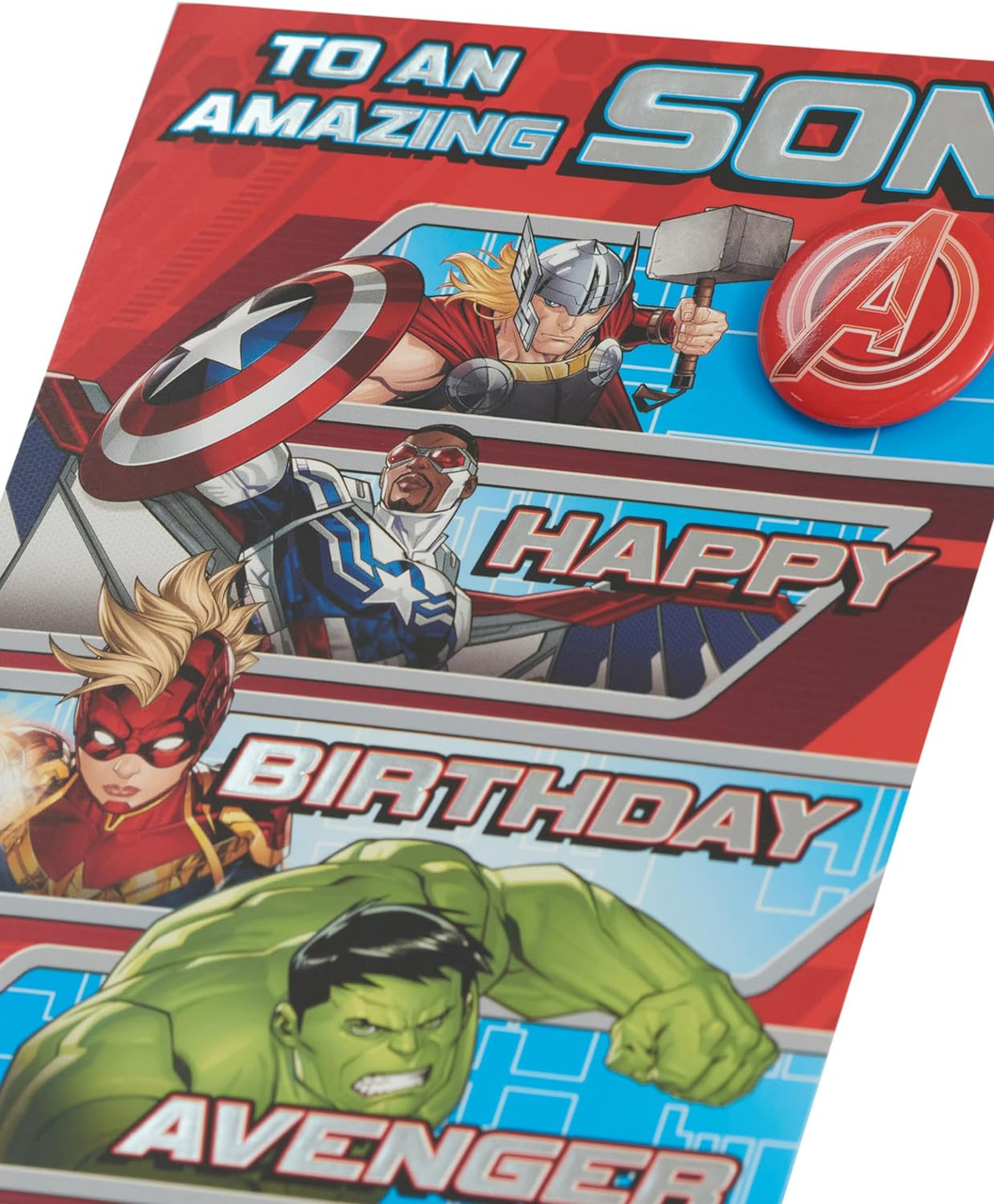 Personalised Marvel Birthday Card For Son, Grandson - Captain America, Hulk, Iron Man Design