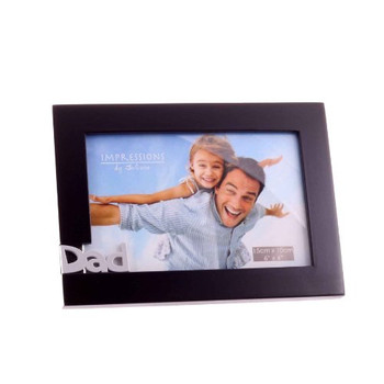 Dad 6" x 4" Cut Out Black Wooden Photo Frame by Juliana