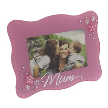 Pink Mum Juliana Glass Frame with Flower Crystals 