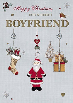 Wonderful Boyfriend Extra loving Kiss Christmas Card Wonderful Boyfriend Extra loving Kiss Christmas Card