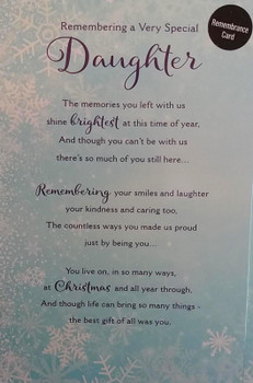 Remembrance Special Daughter Words Christmas Grave Memorial Card