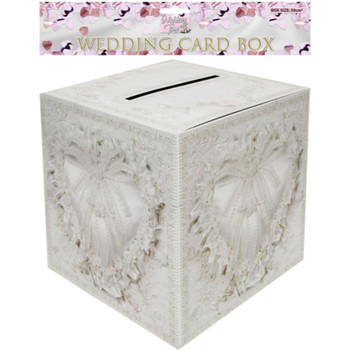 Wedding Card Box White Heart Design 30cm x 30cm
