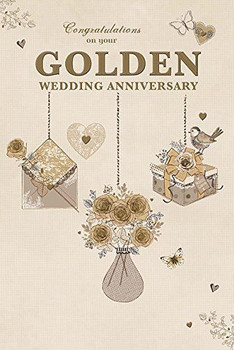Wishing Well Studios Greetings Card Golden (50th) Anniversary