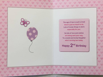 For A Special Daughter Two Today` Birthday Card