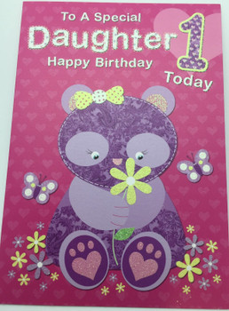 Cute Daughter 1st Birthday Greeting card Girl, Age, Pink