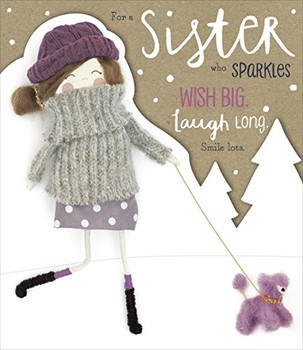 Sister Sparkles Fun Stylish Die Cut Christmas Card