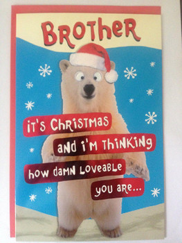Brother Cool Bear Christmas Card