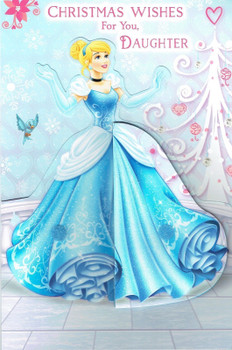 Daughter Official Disney Princess Cindrella 3D Effect Christmas Card