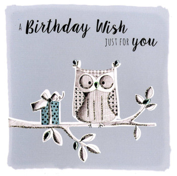 Owll Birthday Wishes Greeting Card Hand-Finished Notting Hill Cards