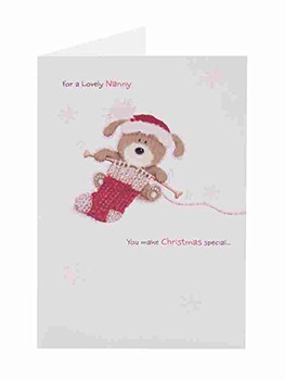 Lots Of Woof Lovely Nanny Knitting Christmas Card