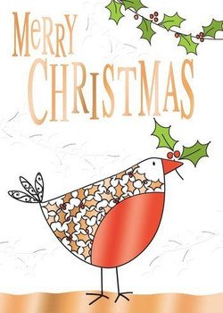 Open Bird With Holly' Christmas Card