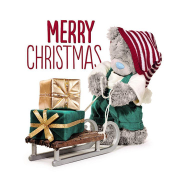 3D Holographic Sleigh And Presents Me to You Bear Christmas And Happy New Year Card