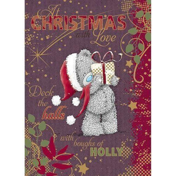 Tatty Teddy Holding Present Me to You Bear Christmas Card