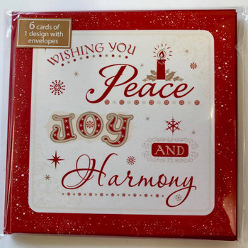 Pack of 6 Wishing You Peace Joy and Harmoney Christmas Blessings Xmas Card